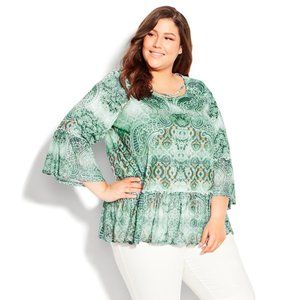 Avenue Paradise Aqua Paisley Tunic Size 14/16 NWT